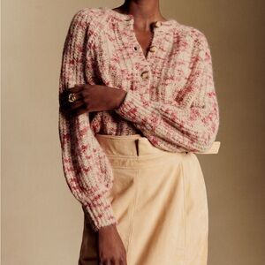 Sezane Emile Cardigan in Pink / Beige, XXS
